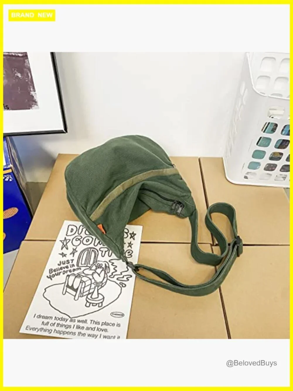 Cotton Canvas Tote Handbag Crossbody Hobo Shoulder Bag Zipper Closure